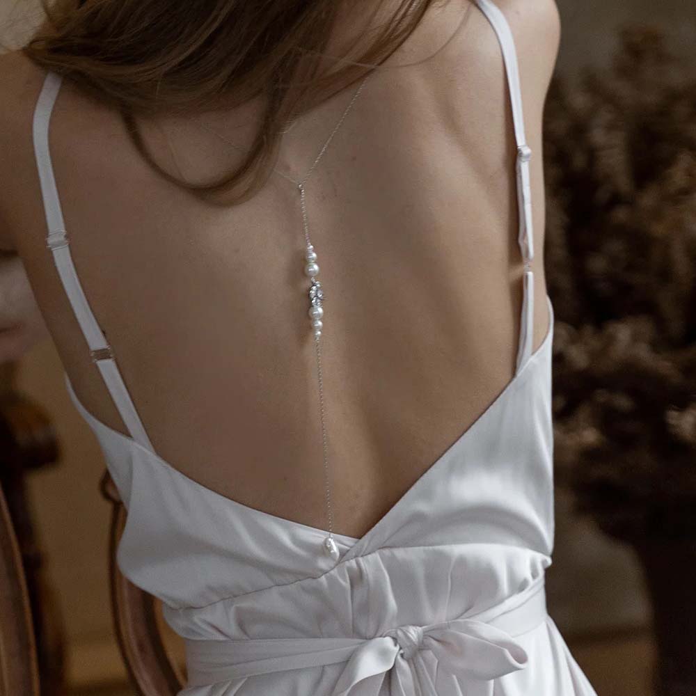 Body Jewelry Back - Stonefans Pearl Back Drop Chain Necklaces