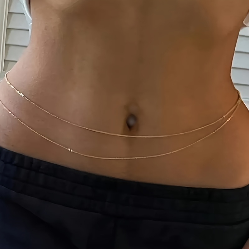Body Jewelry Beach - 1Double-layer gold metal waist chain belt