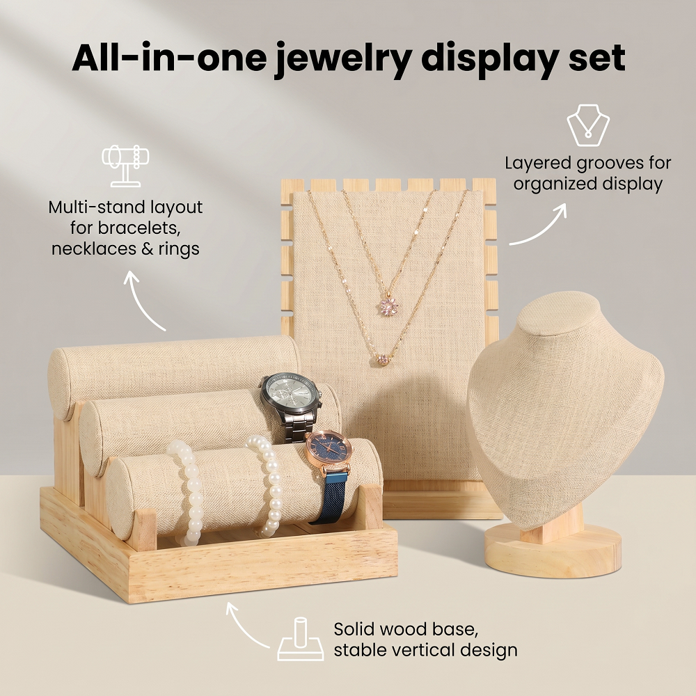 Wood Linen Jewelry Display Sta – Body Jewelry Holder Bewertung und Preis