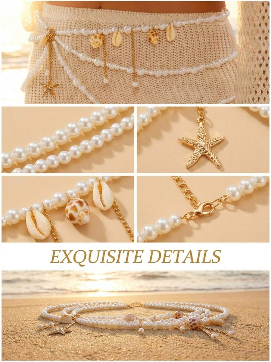 Three-layer beaded waist chain – Body Jewelry Beach Bewertung und Preis