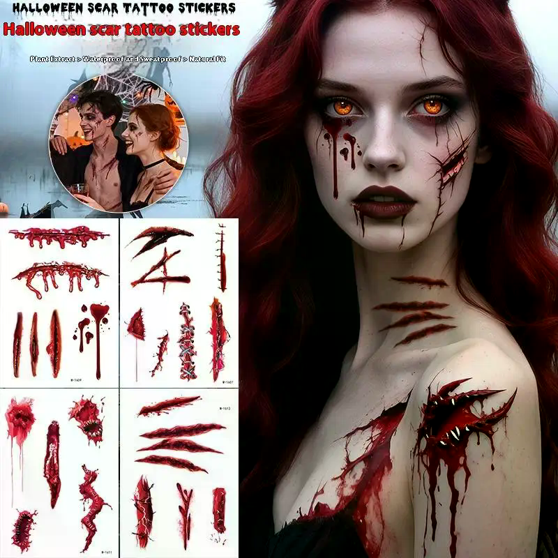 1 Sheets Halloween Scar Tattoo – Body Jewelry Stickers Bewertung und Preis