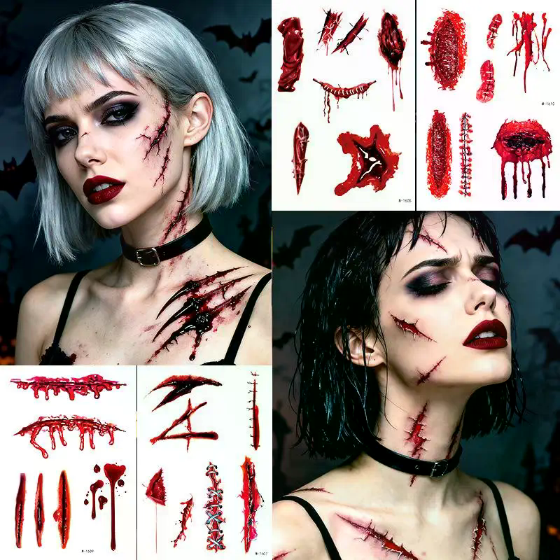 1 Sheets Halloween Scar Tattoo – Body Jewelry Stickers Bewertung und Preis