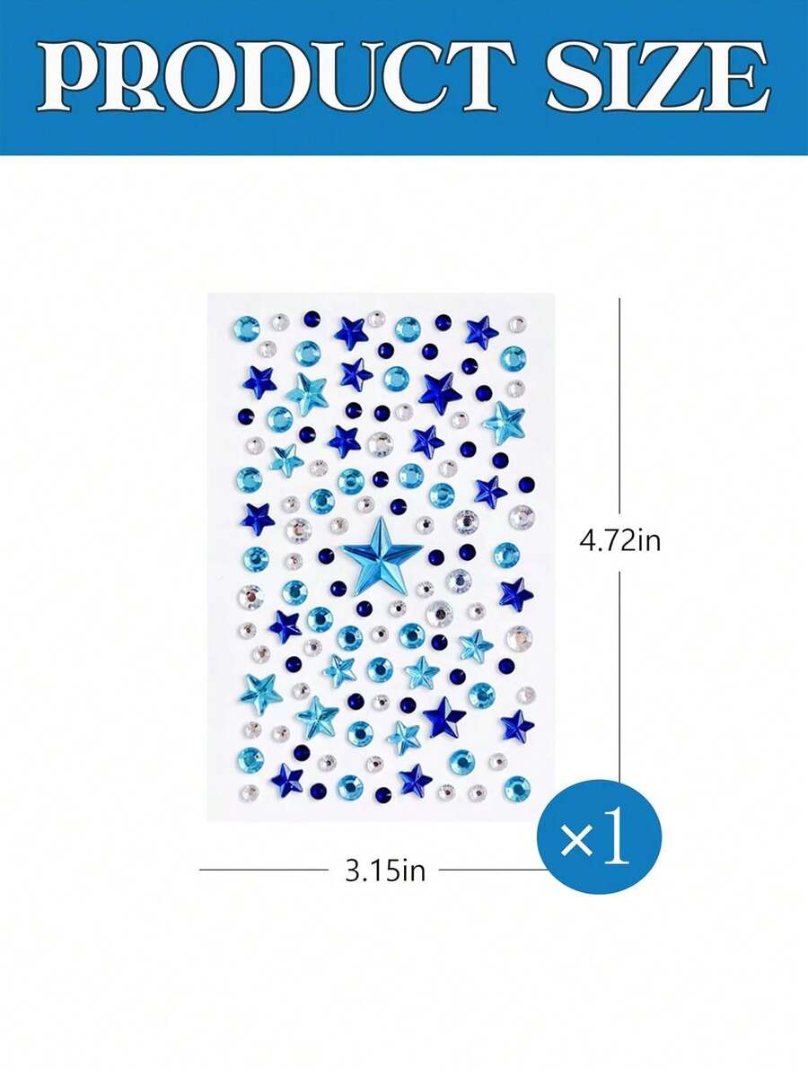 Blue Star And Crystal Face Gem – Body Jewelry Stickers Bewertung und Preis