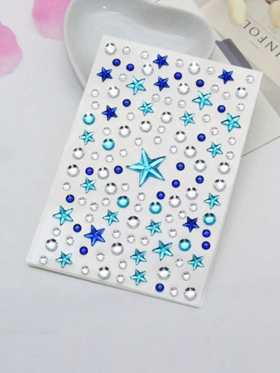 Blue Star And Crystal Face Gem – Body Jewelry Stickers Bewertung und Preis