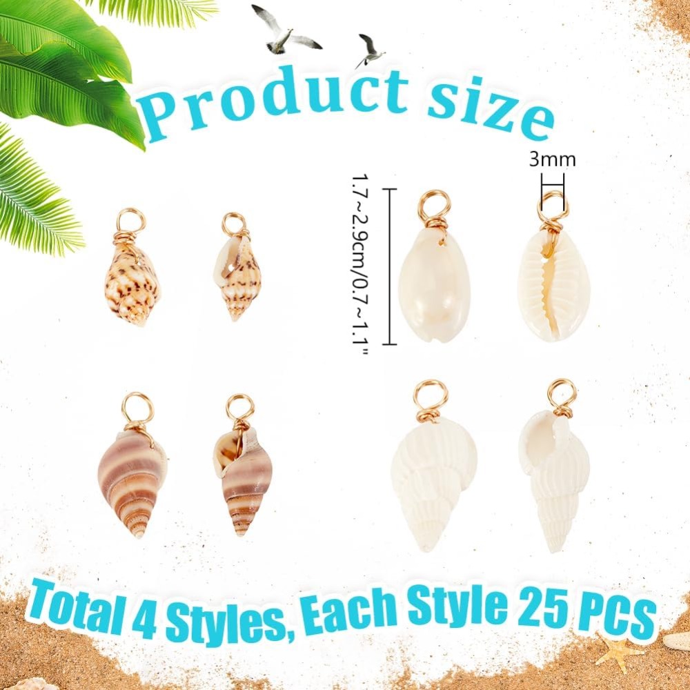 100pcs 4 Styles Natural Shell  – Body Jewelry Beach Bewertung und Preis