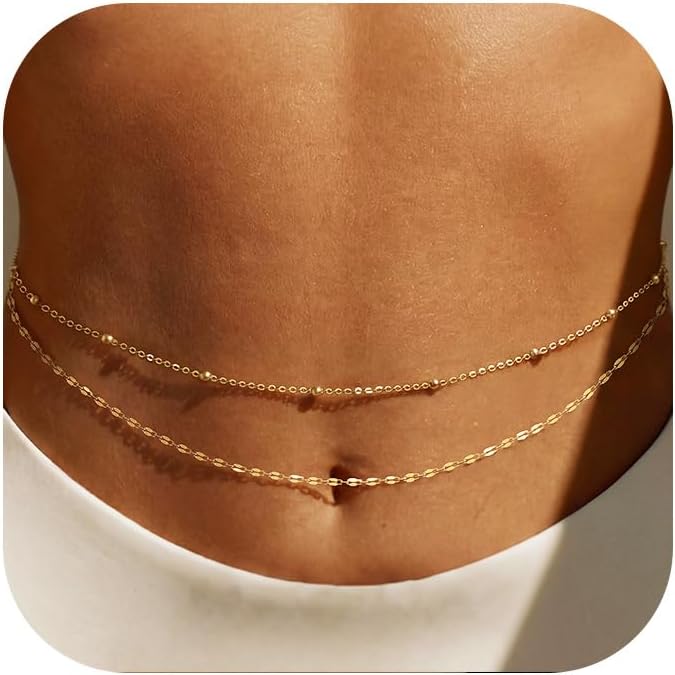 14K Gold Plated Waist Chain Wo – Body Jewelry Beach Bewertung und Preis