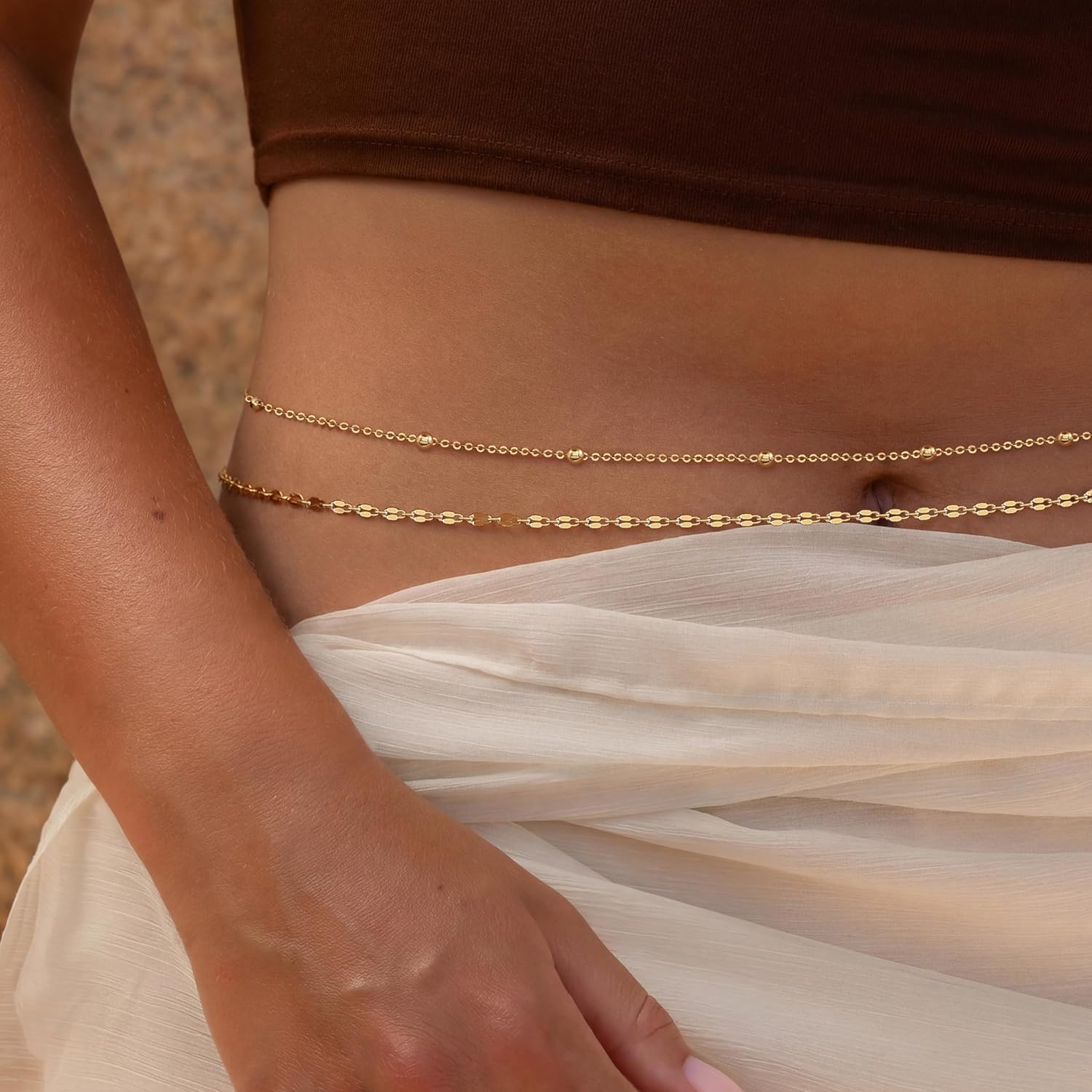 14K Gold Plated Waist Chain Wo – Body Jewelry Beach Bewertung und Preis